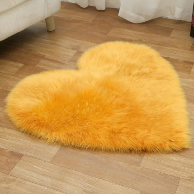 Love Heart Shaggy Carpet For Living Room Bedroom Fluffy Super Warm Plush Mats Kids Room Pure Color Faux Fur Rug Floor Rugs - Цвет: 1