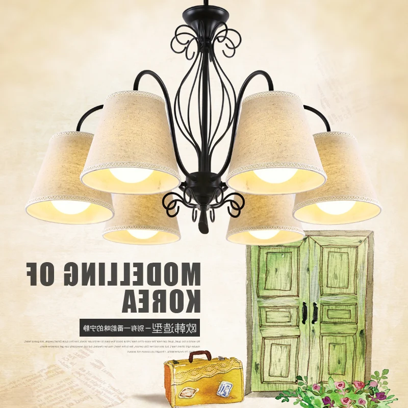 

European Style Village Living Room French Fabric Retro Pendant Light pendant lights