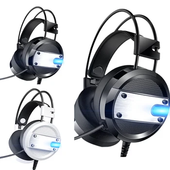 

2.2M USB + 2x 3.5mm Gaming Headset with Noise Reduction Mic Over Ear Headset Support Light Volume Control 4D Sound Effect