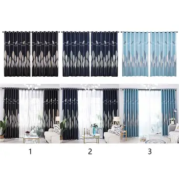 

1pc Retro Leaves Printed Curtains Semi-Blackout Windows Decorative Drapes Curtain for Household Living Room Decoration