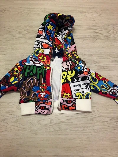 Coat Одежда для танцев в стиле хип-хоп для девочек, Детский костюм для джаза, модный жилет с принтом, короткая куртка, куртка, танцевальный наряд для сцены - Цвет: Coat
