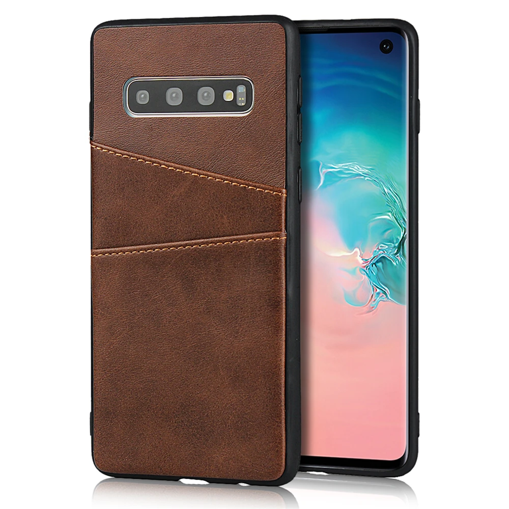 For Samsung Galaxy S10 J7 J5 2017 J730 J530 A70 A50 A30 A20e TPU PU Mobile Phone Shell Calf Grain Back Insert Card Single |