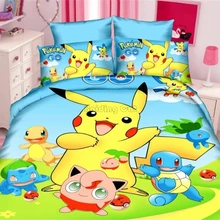Домашний текстиль 3D комплект постельного белья с покемонами детское постельное белье с героями мультфильмов полиэстер/хлопок простыня, наволочка и пододеяльник наборы