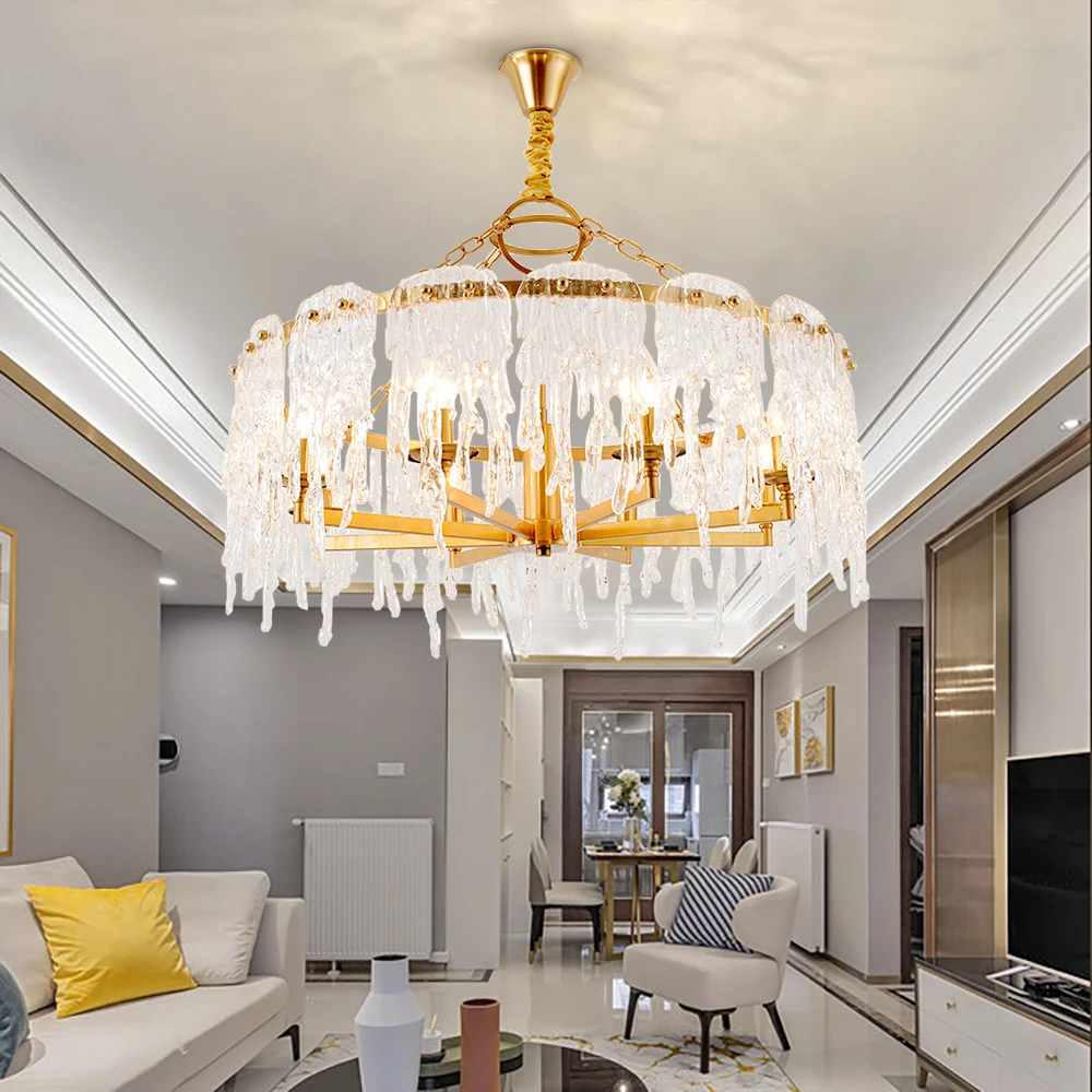 Luxury design round chandelier lighting for living room bedroom LED glass lamp AC110V 220V modern dinning room light fixture