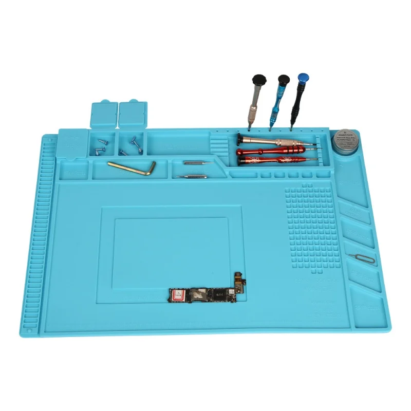 

Heat Insulation Silicone Soldering Pad Mat Desk Maintenance Platform For Repair Station With Telephone Computer