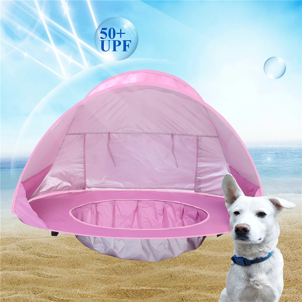 

Pop-Up Baby Beach Tent with Pool Sun Shelter with UV Protection Canopy, Portable Inside or Outside Kids Travel Tent Water Toy