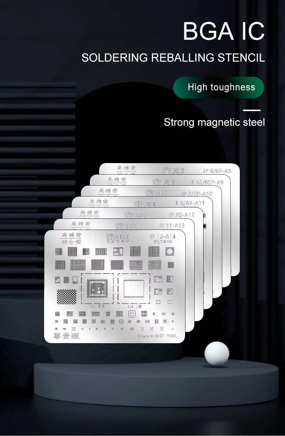 BGA steel net A8 A9 A10 A11 A12 A13 A14 for iphone 6 6P 7 8 8P X 11 12 Directly Heated mobile phone IC Reballing Stencil | Инструменты