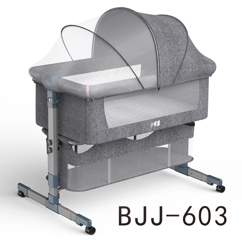 Baby Bed with Net and Mattress Portable Removable Crib Cradle Foldable Adjusting Stitching Nest  Baby Nest Bed