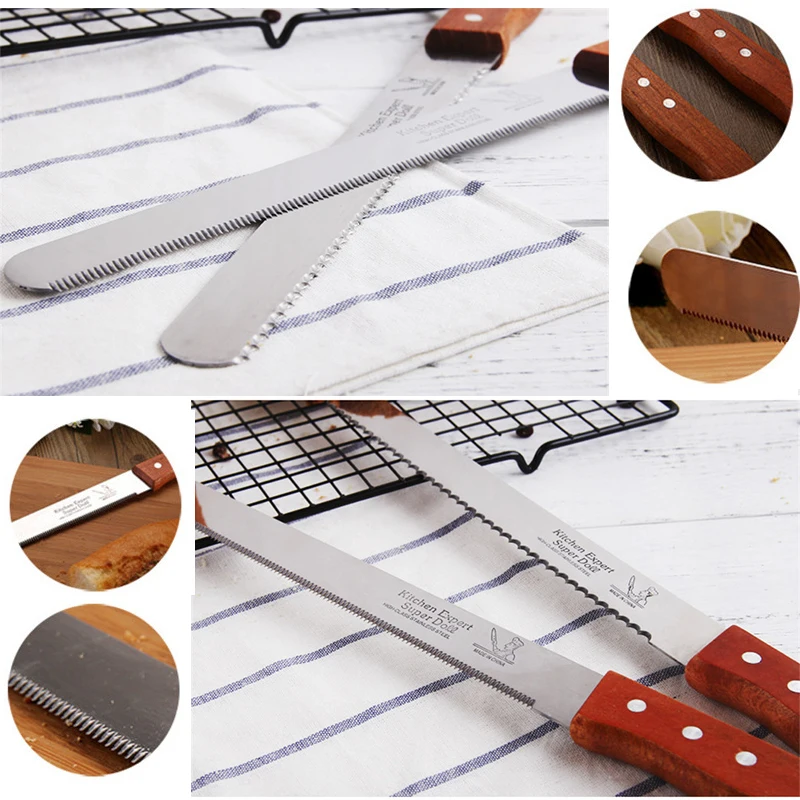 10Inch Cake Knife Bread Knife Toast Slicing Knives Cake Slicer Baking Pastry Cutter Serrated Blade Easy Cut Bread Tools