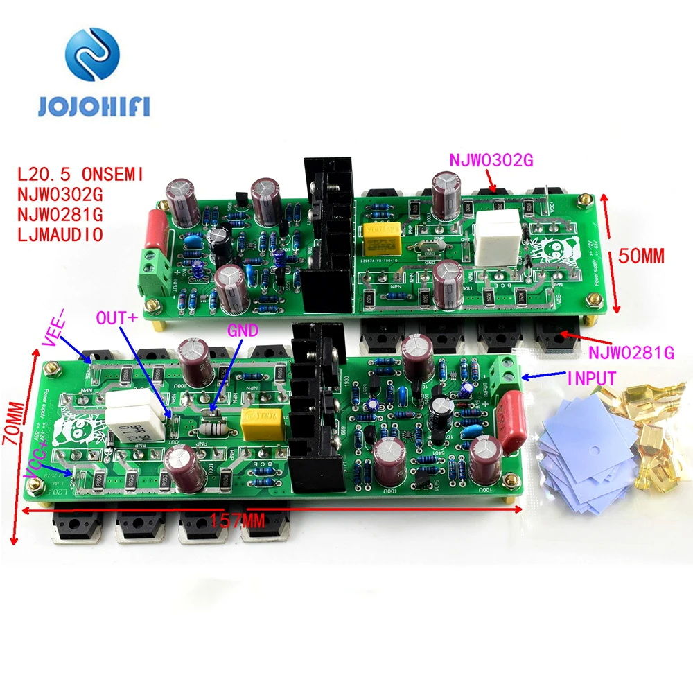 One Pair LJM HI-END Ultra-low Distortion Sound Amplifier DIY Kits and finished boards for L20.5 Dual Channels  Audio Amplifiers