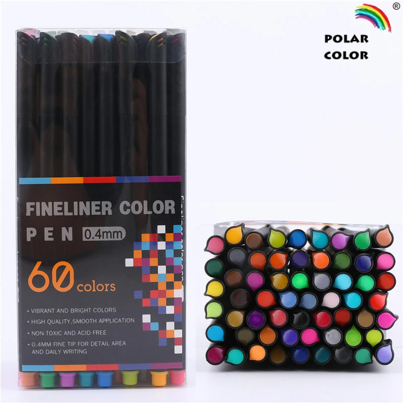 60 Colours Высокое качество 12/24/36/48/60 Цвет 0,4 мм файнлайнер нейлоновая сетка супер тонкий эскиз письмо и рисование ручки для школы канцелярские принадлежности - Цвет: 60 Colours