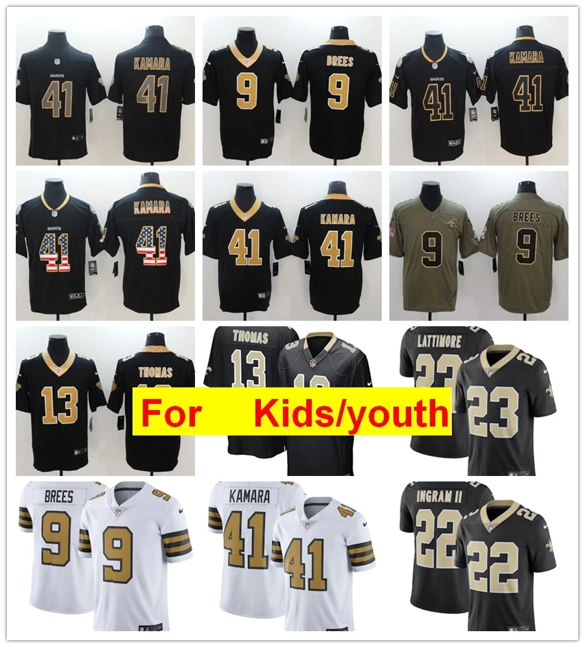 Молодежная игра в Орлеан Элвин Камара Drew Brees Marshon Lattimore Майкл Томас Марк Инграм цветные спортивные футболки