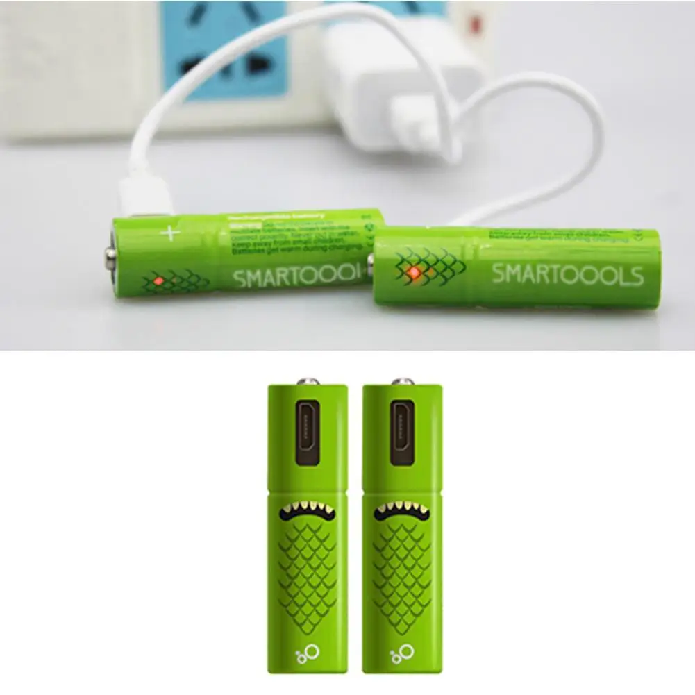 2 шт 1,2 V 1000mAh микро-USB перезаряжаемая AA батарея NiMH с кабелями Новинка