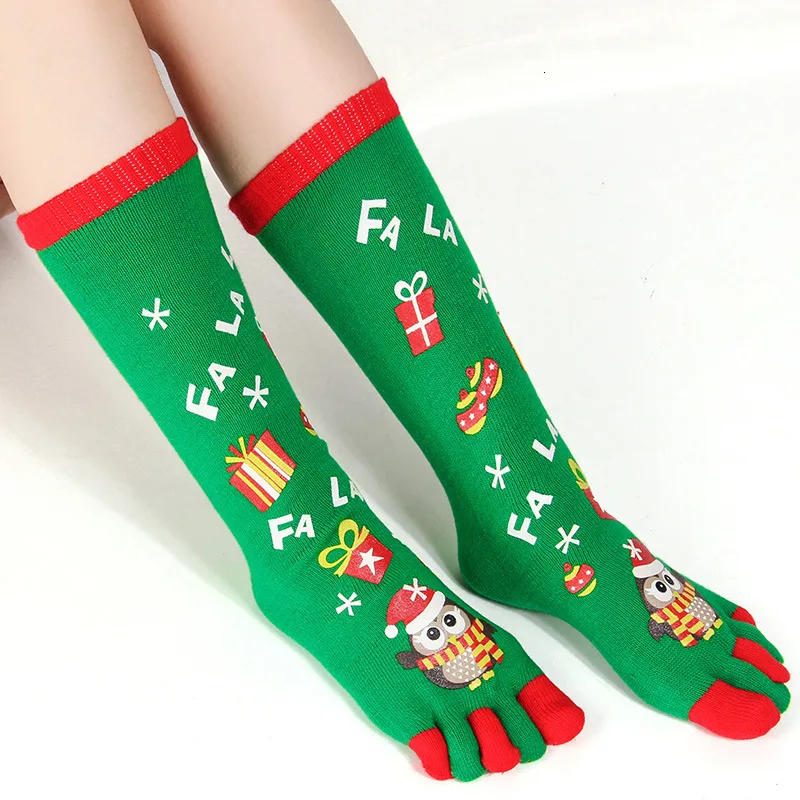 PEONFLY/Новинка года; женские носки; сезон осень-зима; забавные Новогодние рождественские носки с изображением снежного лося; женские подарочные носки с носком; счастливые носки - Цвет: Green Owl