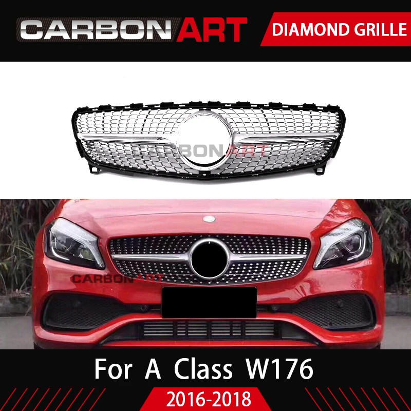 W176 Алмазная Передняя решетка для mecedes w176 A class A180 A200 A260 A45 автозапчасти 2016 2018 сетка