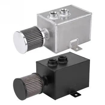 

Universal 2L Aluminum Car Oil Reservoir Catch Can Tank With Breather Filter Drain Black Silver Fuel Tanks