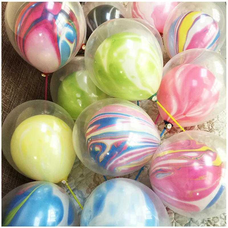50 Uds 12 &quotdoble capa globos con forma de agata globo para boda Feliz cumpleanos decoracion ninos|Воздушные шары и