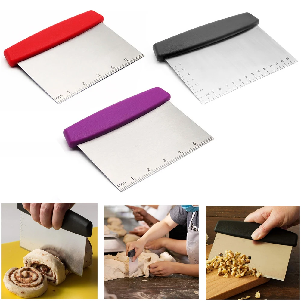 

Stainless Steel Metal Griddle Scraper Chopper - Great as Dough Cutter for Bread and Pizza Dough - Multipurpose Kitchen Utensil