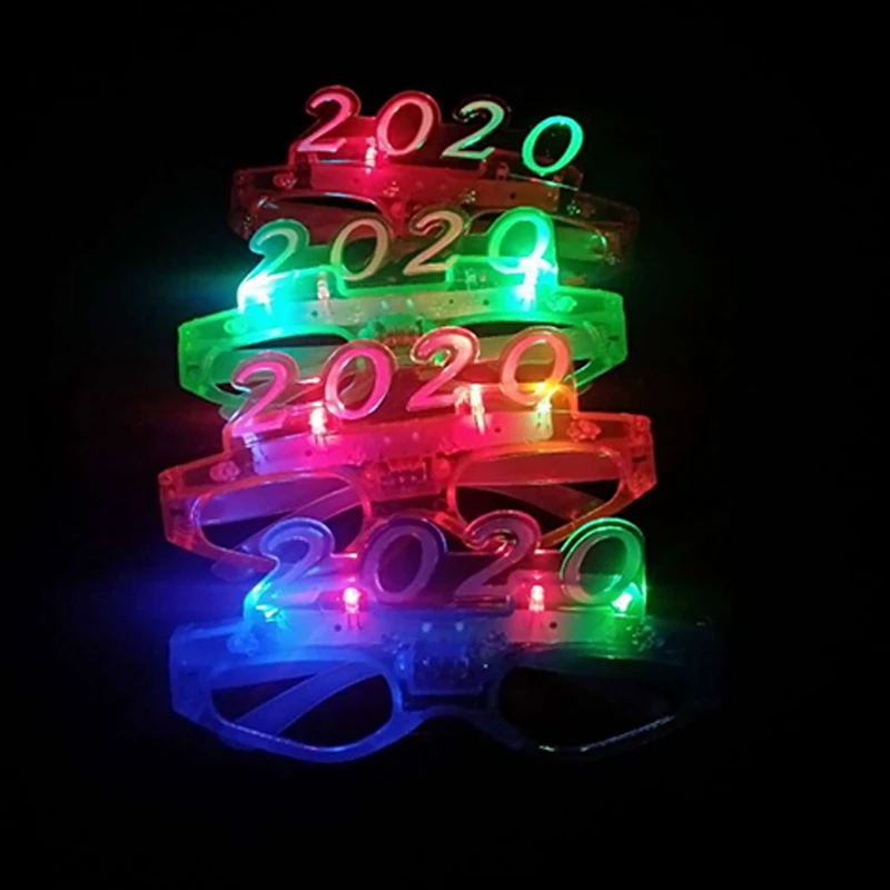 20 шт./лот светодиодный вечерние светильник на Рождество год цифры светодиодный 4 светильник очки светящиеся жалюзи вечерние очки светится в темноте
