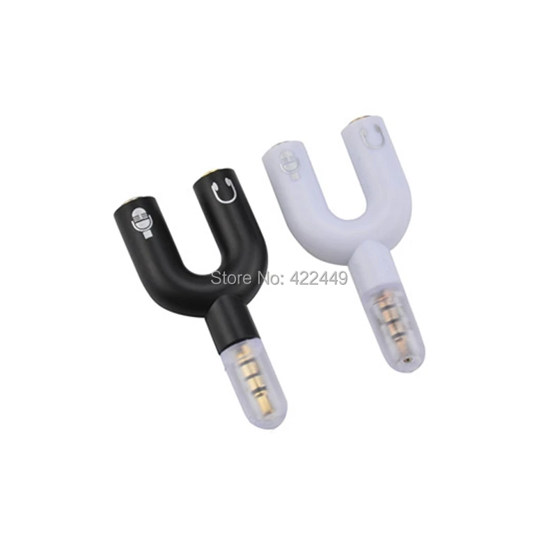 10pcs 3 5mm 1 to 2 U Y type Headphone Earphone Splitter Stereo Audio Headphone AUX Adapter Converter MIC for Laptop PC Phone MP3