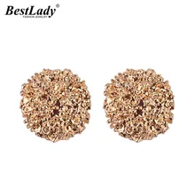 Лучшие женские серьги-гвоздики золотистого цвета из металла, круглая подвеска в богемном стиле, рождественские подарки, свадебные, вечерние, винтажные, разные цвета