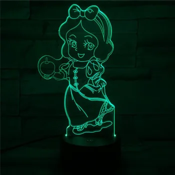

App Control Cartoon 3D LED USB Lamp Seven Dwarfs Actress Princess Snow White Apple Girl Birthday Holiday Gift Table Lamp