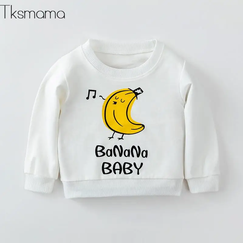 Детская одежда Sweetshirt Повседневная белая детская с длинным рукавом бананы Одежда