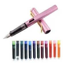 Sac à encre colorée, 13 pièces/lot, stylo à plume pour étudiant et jeu d'encre remplaçable, noir/bleu/rouge, stylo EF 0.38mm, fournitures scolaires et de bureau