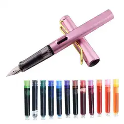 Sac pluma estilográfica de tinta colorida para estudiantes, juego de tinta reemplazable, color negro/azul/rojo, EF 0,38mm, suministros escolares de oficina, 13 unids/lote