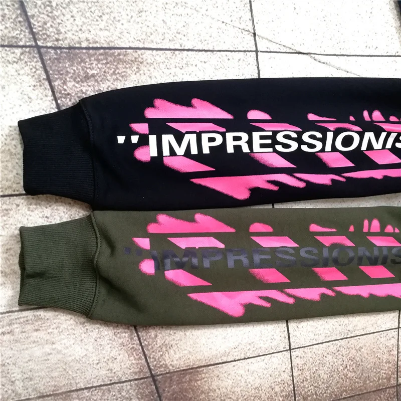 OFF-WHITE 99 граффити рендеринг стрела 19SS Ограниченная серия круглый вырез, для мужчин Пара Толстовка