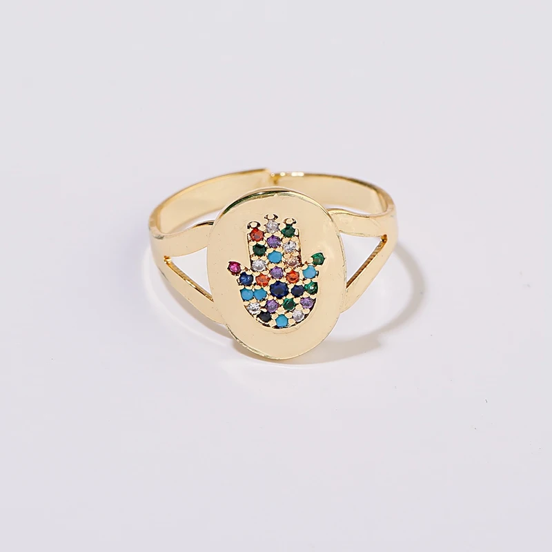 Trendy Gold Adjustable Rings Women's Micro-Inlaid Zircon Evil Eye Engagement Ring Party Gift Charm Jewelry