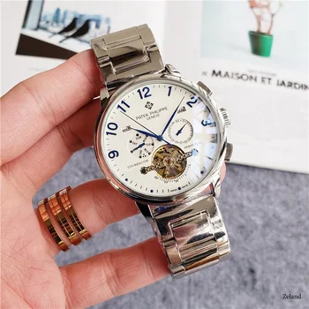 

Patek- Philippe- New Automatic Mechanical Men Watch Silver Blue Stainless Steel Transparent Sapphire Glass AAA Glide Watches 364
