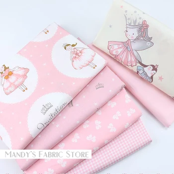 

100% cotton fabric scrapbook patchwork Dancing girl pink diy dress bedding decoration sofa sewing paper towel wholesale