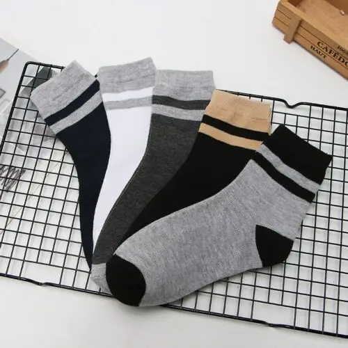 5 colors random Z 5 пар/лот = 10 штук, осенне-зимние длинные носки без пятки, мужские деловые Модные полосатые носки из полиэстера и хлопка, мужские повседневные носки - Color: 5 colors random Z