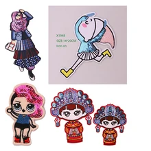 1 шт. милая девушка блесток значок вышитые железные нашивки для одежды DIY полосатая одежда Лоскутные наклейки пользовательские значки