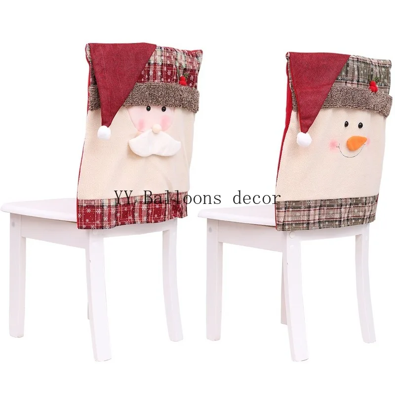 Santa Hat Chair Covers Christmas Decor Dinner Chair Xmas Cap Sets Dinner Table Hat Chair Back Covers for Home