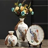 3Pcs）European Ceramic Vase Dried Flowers Flower Arrangement Wobble Plate Living Room Entrance Ornaments Home Decorations 3
