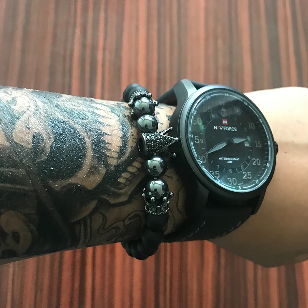 Фирменный модный браслет из бисера золотой микро проложить CZ Корона черный Будда