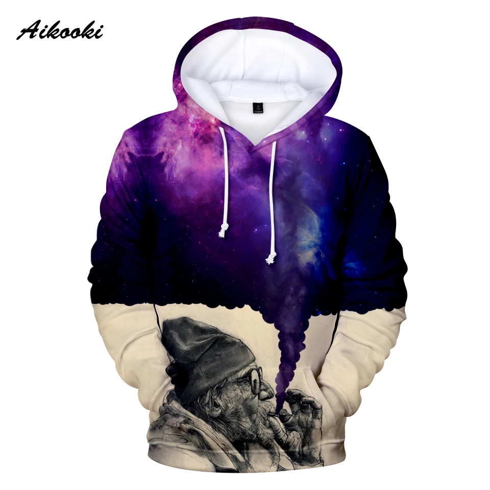 Aikooki Yellow And Blue 3D Fire autumn Men Sweatshirt Women Hoodies outwear Winter Handsome Hooded