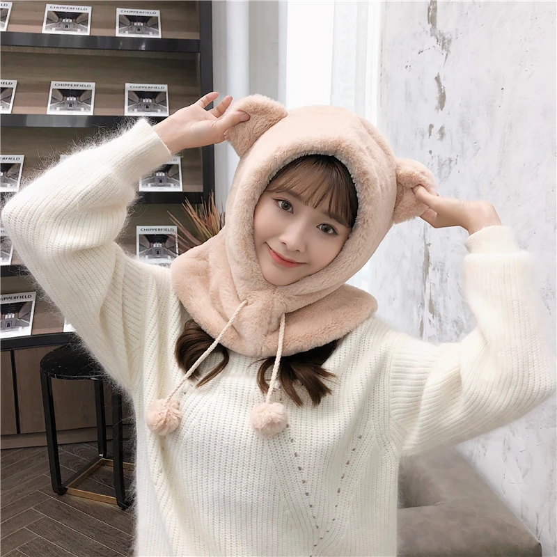 beige ZDFURS* зимняя шапка женская Корейская версия детской шапки с капюшоном Теплый утолщенный велосипедный ветрозащитный шарф родитель-ребенок - Цвет: beige