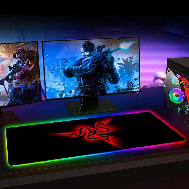 RGB игровой коврик для мыши Razer, большой светодиодный компьютерный геймерский коврик для мыши, большой коврик для мыши xxl, коврик для клавиатуры, Настольный коврик с подсветкой-2