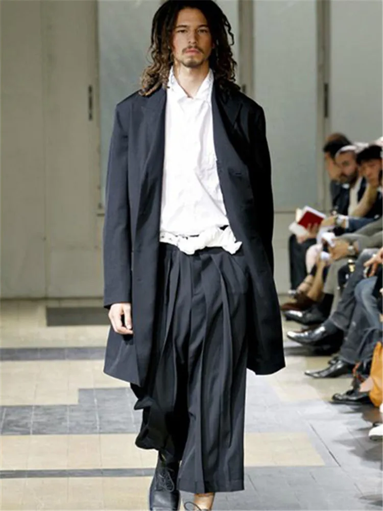 27-44 Big yards men's trousers Male culottes wide leg fluid boot cut casual pants plus size The singer's clothing