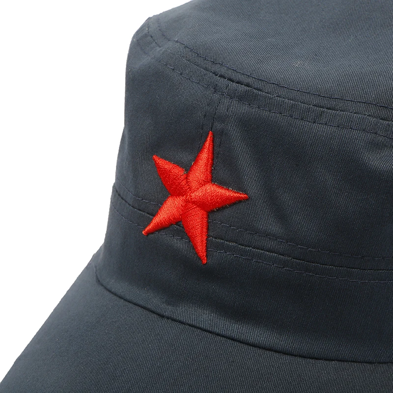 Military Cap For Men Women Red Star  Cotton Vintage Hat Men's Flat  Leisure Captain Cap