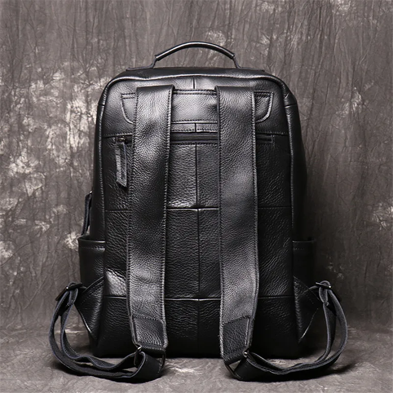 Nesitu High Quality New Vintage Brown Black Top Grain Genuine Leather 14'' Laptop Women Men Backpack Cowhide Travel Bags M1051 6