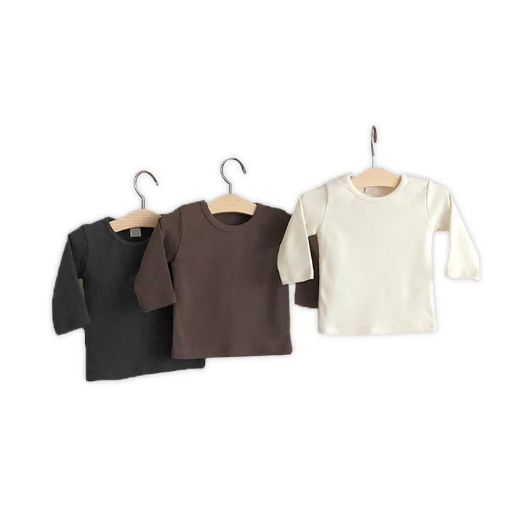 0 to 24M 2020 Kids Autumn Winter T-shirts Children Baby Boy Girls Clothes Pullover Long Sleeve Solid Cotton Warm Clothing Tops 2