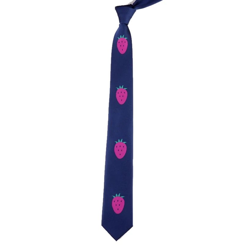 anime strawberry neckties teenager funny preppy style 6cm width neck ties unisex cosplay Japan Harajuku comic tie his and hers