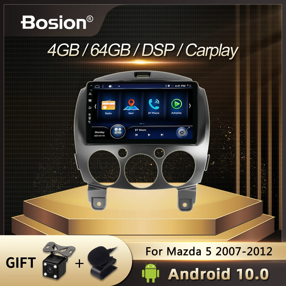 Автомобильный мультимедийный DVD-плеер Bosion Android 10 для Mazda 2 2007-2012 GPS-навигация IPS DSP 4