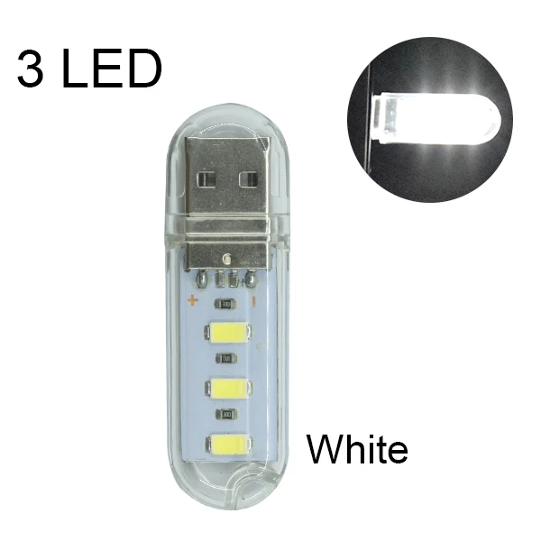 Мини Портативная светодиодная USB 5 в 3 8 12 24 светодиодный светильник SMD 5730 настольная лампа книга фонарик ночник для внешнего аккумулятора ноутбука кемпинг - Испускаемый цвет: 3led white