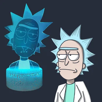 

Creative Rick 3D Illusion Night Lamp Cool Rick and Morty LED Night Light for Kids Switch Desk Lamp Colorful Atmosphere Light