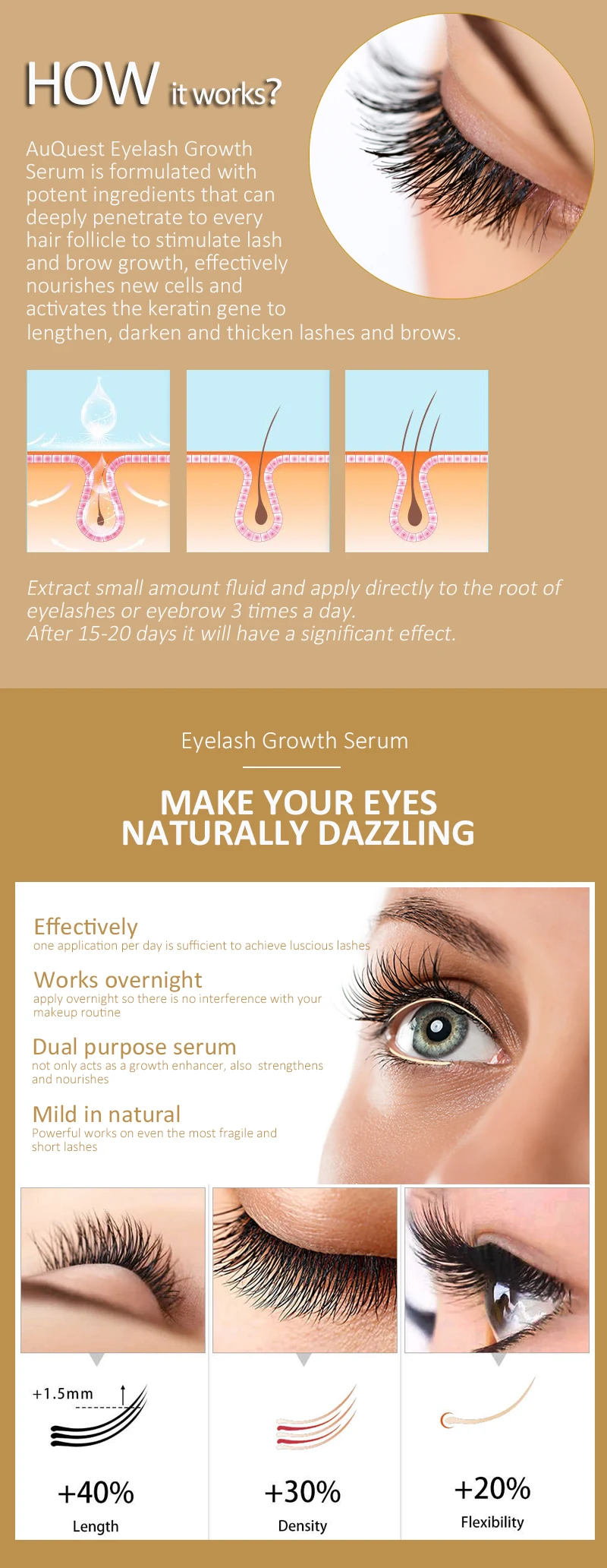 AuQuest All Natural Eyelash Growth Serum